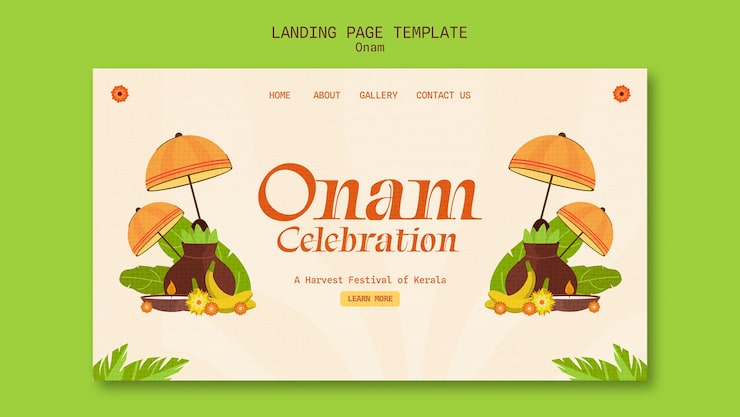 Miễn phí PSD mẫu template trang đích cho lễ kỷ niệm onam