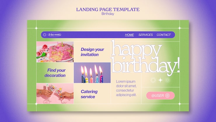 Miễn phí PSD mẫu template trang đích chúc mừng sinh nhật