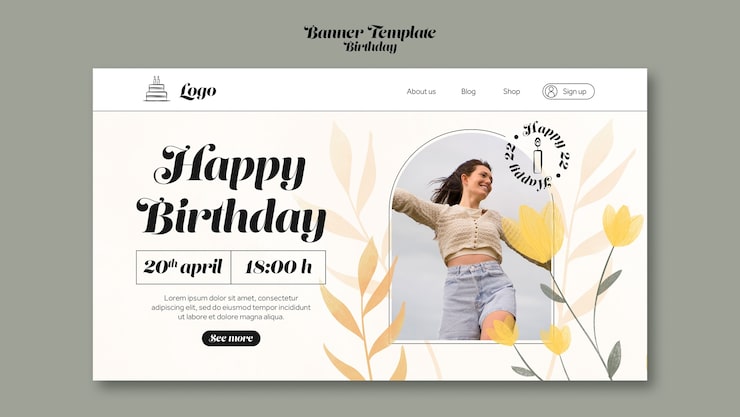 Miễn phí PSD mẫu template trang đích chúc mừng sinh nhật