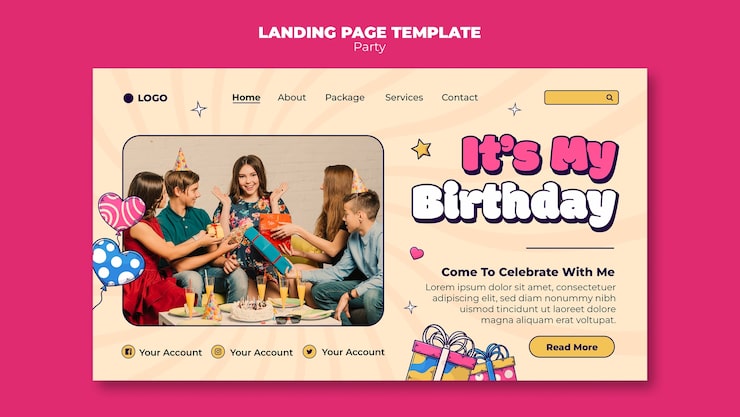 Miễn phí PSD mẫu template trang đích chúc mừng sinh nhật