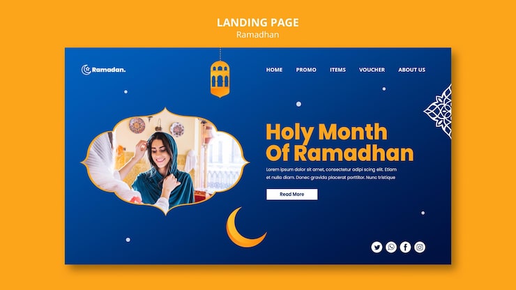Miễn phí PSD mẫu template trang đích ramadan tuyệt đẹp