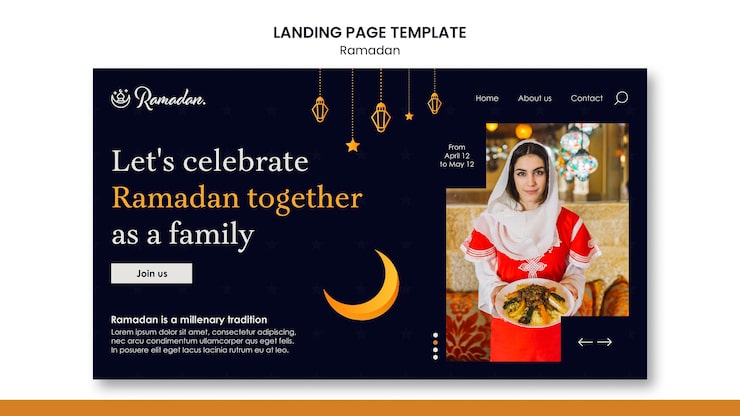 Miễn phí PSD mẫu template trang đích ramadan tuyệt đẹp