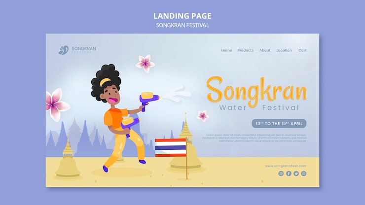 Miễn phí PSD mẫu thiết kế songkran phẳng