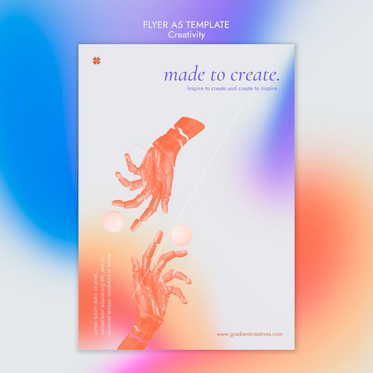 Miễn phí PSD mẫu tờ rơi dọc sáng tạo với phong cách gradient tinh tế