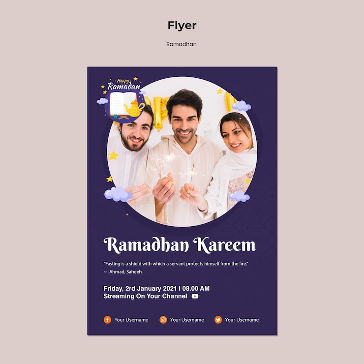 Miễn phí PSD mẫu tờ rơi ramadan có ảnh