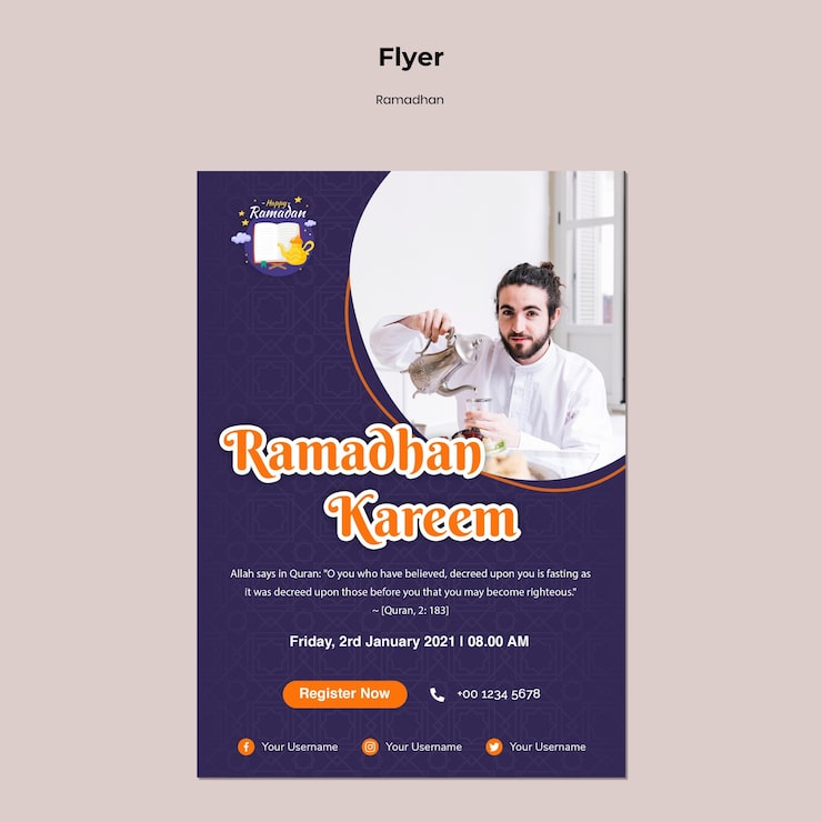 Miễn phí PSD mẫu tờ rơi ramadan có ảnh