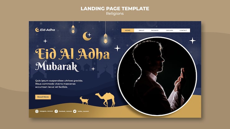 Miễn phí PSD mẫu trang đích cho lễ kỷ niệm eid al adha