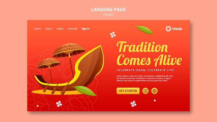 Miễn phí PSD mẫu trang đích cho lễ kỷ niệm lễ hội onam