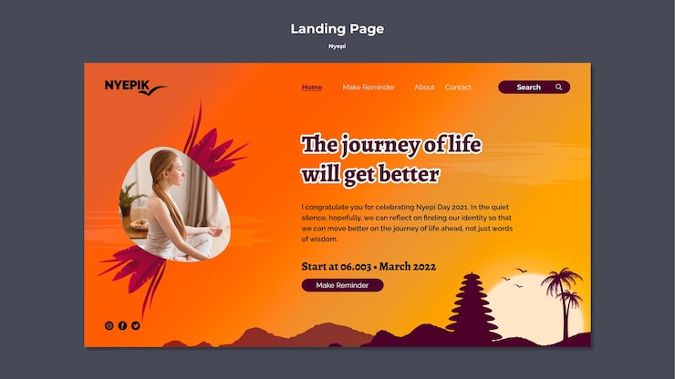 Miễn phí PSD mẫu trang đích cho lễ kỷ niệm nyepi