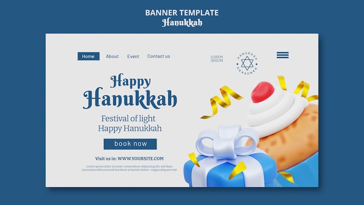 Miễn phí PSD mẫu trang đích kỷ niệm lễ hanukkah