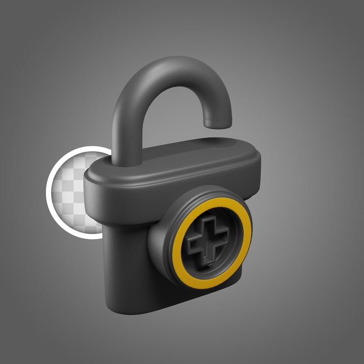 Miễn phí PSD ổ khóa để mở khóa các đặc quyền của người đăng ký minh họa 3d