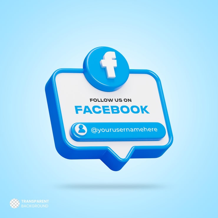Miễn phí PSD theo dõi chúng tôi trên biểu ngữ kết xuất 3d phương tiện truyền thông xã hội facebook