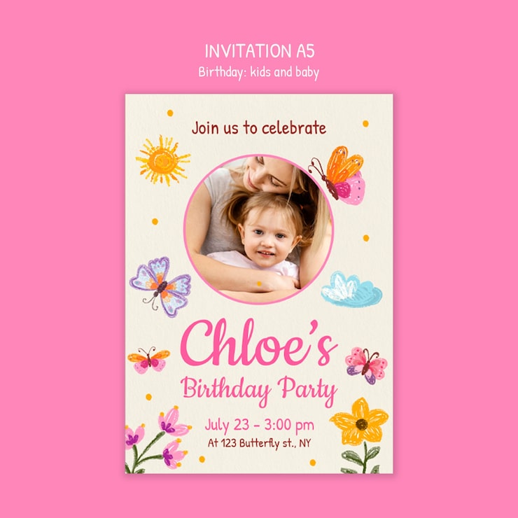 Miễn phí PSD thiệp mời tiệc sinh nhật của chloe