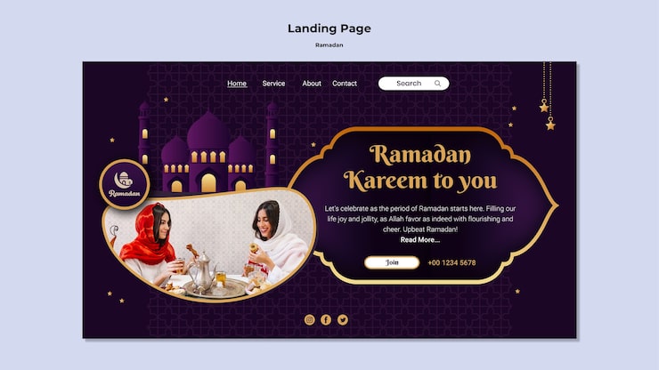 Miễn phí PSD trang đích chúc mừng ramadan đến mọi người