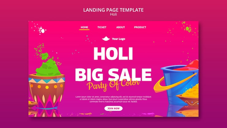 Miễn phí PSD trang đích kỷ niệm lễ hội holi