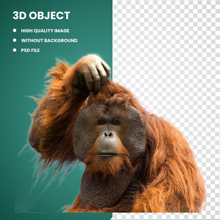 PSD 3d affe sumatra-orangutan gewöhnlicher schimpanse