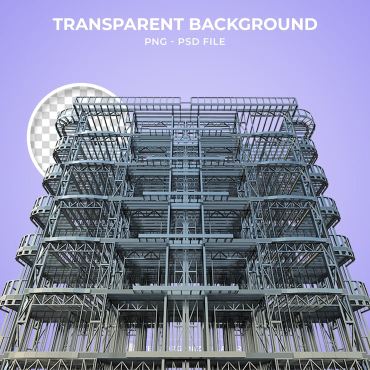 PSD 3d andamios de fachada ingeniería arquitectónica construcción de acero