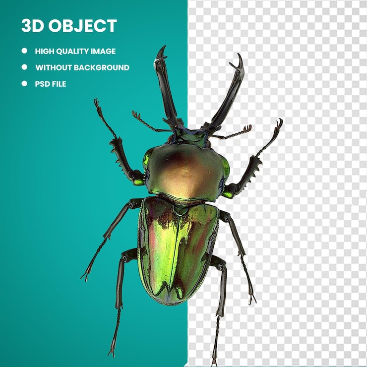 PSD 3d escarabajo verde