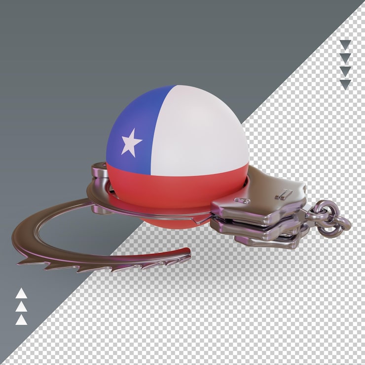 PSD 3d esposar bandera de chile renderizado vista derecha