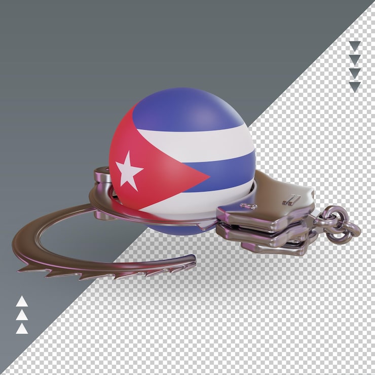PSD 3d esposar bandera de cuba renderizado vista derecha