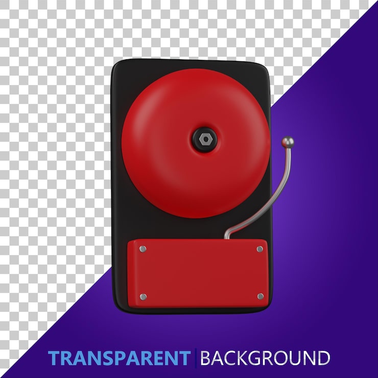 PSD 3d render ilustración campana de la escuela roja psd