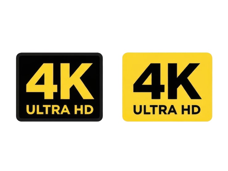 PSD 4k ultra hd štítky
