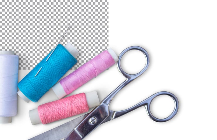 PSD accesorios de costura sobre un fondo transparente el concepto de coser costura