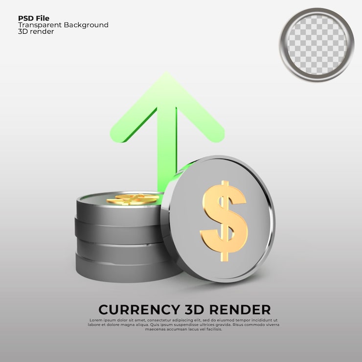 PSD acciones de tendencia alcista del dólar usd para comprar representación 3d alcista de divisas