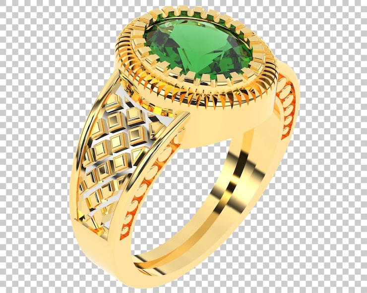 PSD anillo de diamantes en la ilustración de representación 3d de fondo transparente