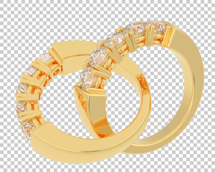 PSD anillo de oro en la ilustración de renderizado 3d de fondo transparente