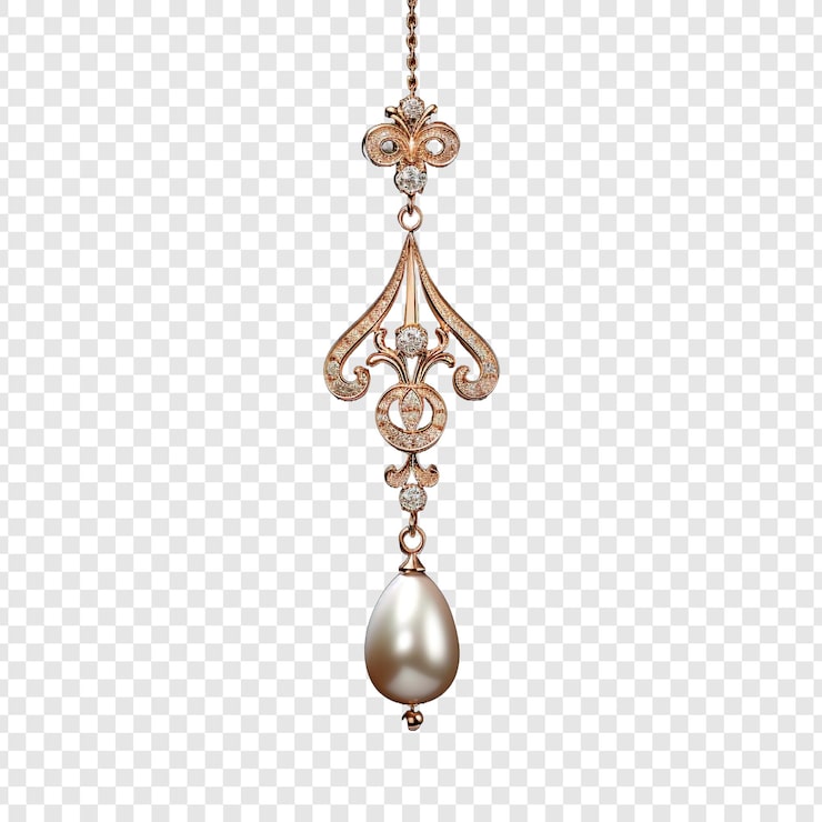 PSD anting atau kalung hiasan mutiara tanpa item perempuan terisolasi pada latar belakang transparan