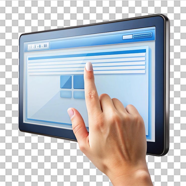 PSD el anuncio de la página web premium se hace clic a mano aislado en un fondo transparente