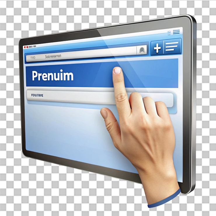 PSD el anuncio de la página web premium se hace clic a mano aislado en un fondo transparente