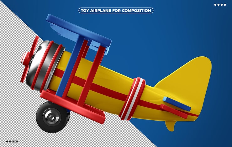 PSD avião 3d infantil para composição