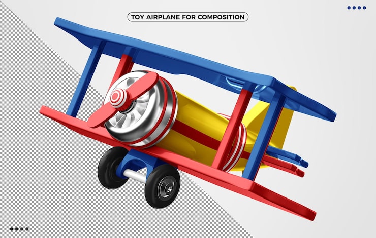 PSD avião infantil voando 3d para composição