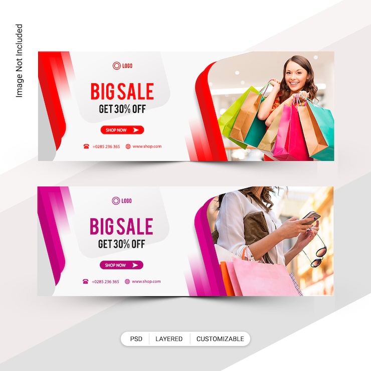 PSD banner da web de venda de moda, design da capa do facebook