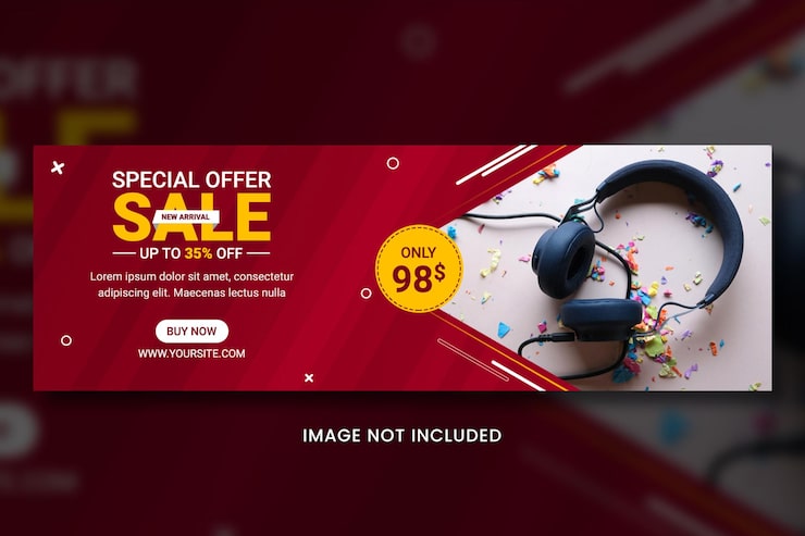 PSD banner de venda de fones de ouvido