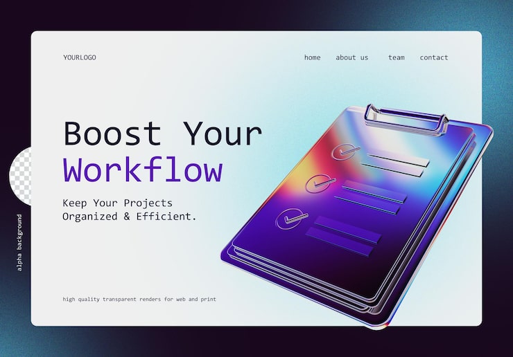 PSD banner web con ilustración de cartón de clip de cromo en 3d