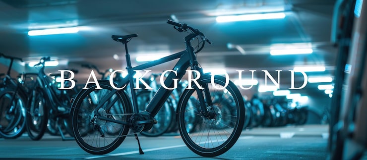 PSD bicicleta eléctrica estacionada en un garaje