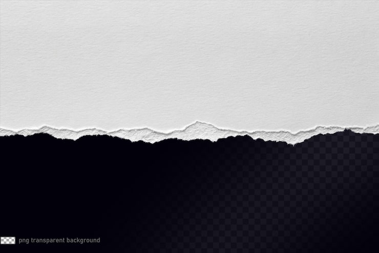 PSD borde de papel blanco rasgado con fondo transparente