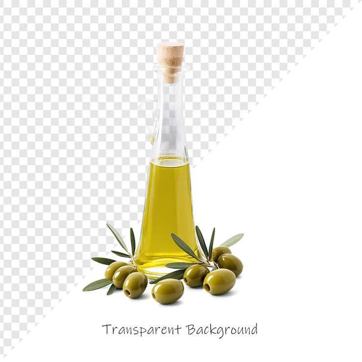 PSD una botella de aceite de oliva verde con una rama de aceitunas