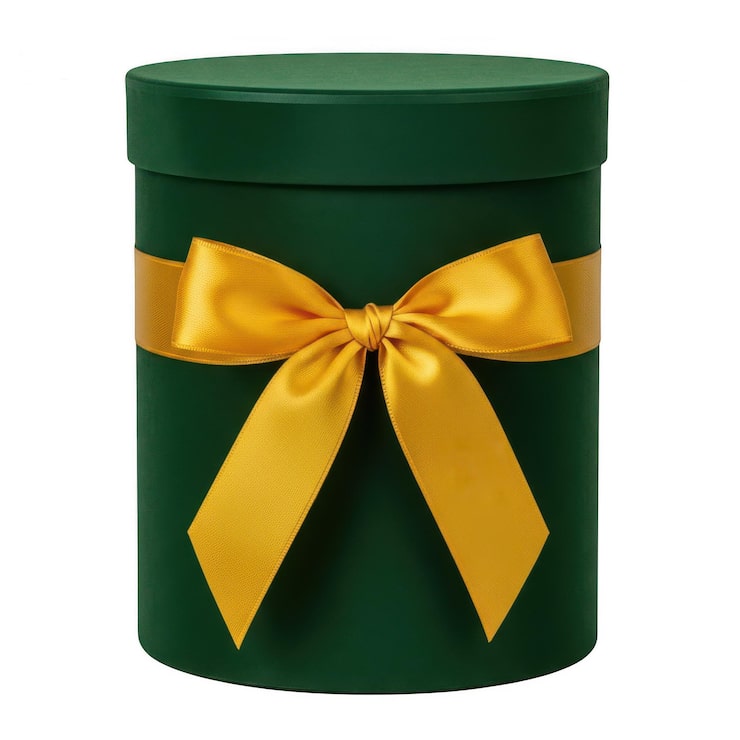 PSD caixa de presente verde elegante com fita dourada