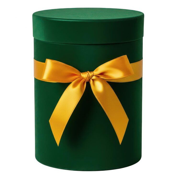 PSD caixa de presente verde elegante com laço dourado