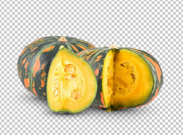 PSD calabaza japonesa sobre fondo blanco