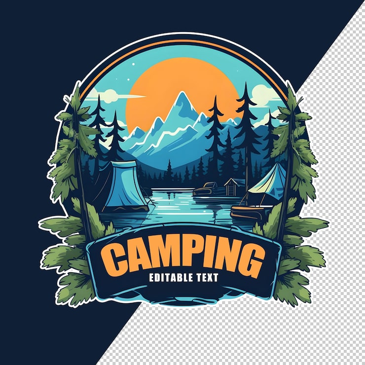 PSD camping-logo isoliert auf dem hintergrund