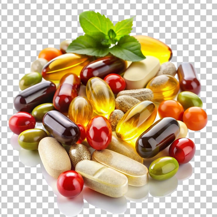 PSD capsula de vitamina e y cápsula de aceite mineral aisladas sobre un fondo transparente png y psd