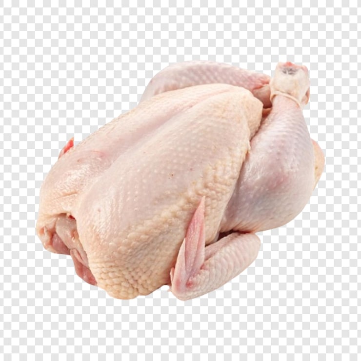 PSD capturez le détail du poulet cru coupé isolé sur un fond transparent