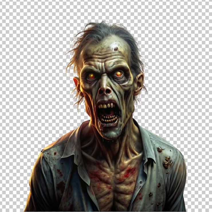 PSD caracteres assustadores de cara de zumbi