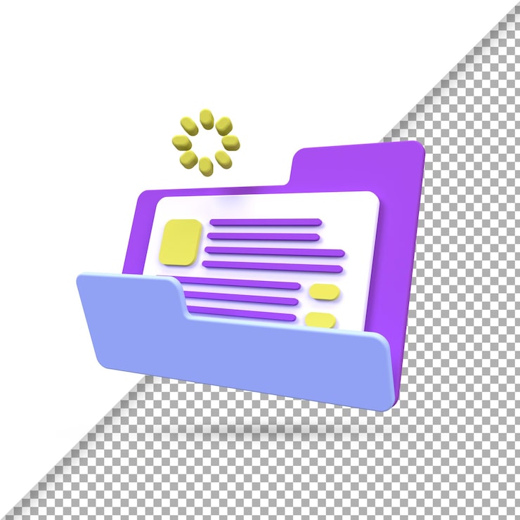 PSD carpeta de almacenamiento documento ilustración fondo 3d render icono por concepto de idea de negocio