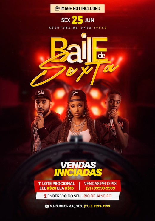 PSD el cartel del evento baile de sexta night